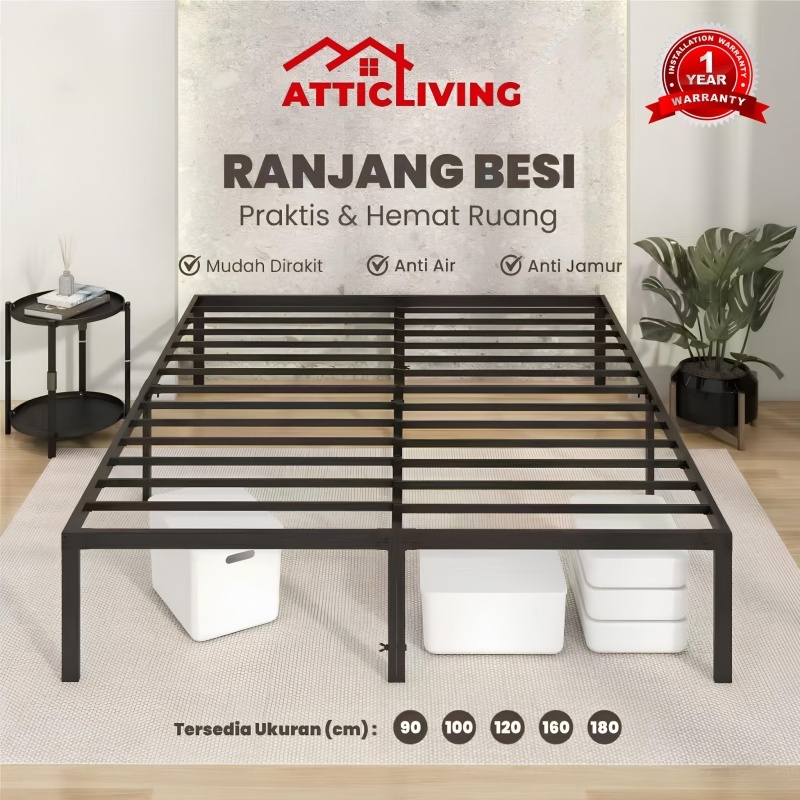 ATTICLIVING Basicbed /Classicbed Series/Tatakan Divan Besi Bisu Ekonomi / Ranjang Besi Divan Kasur /