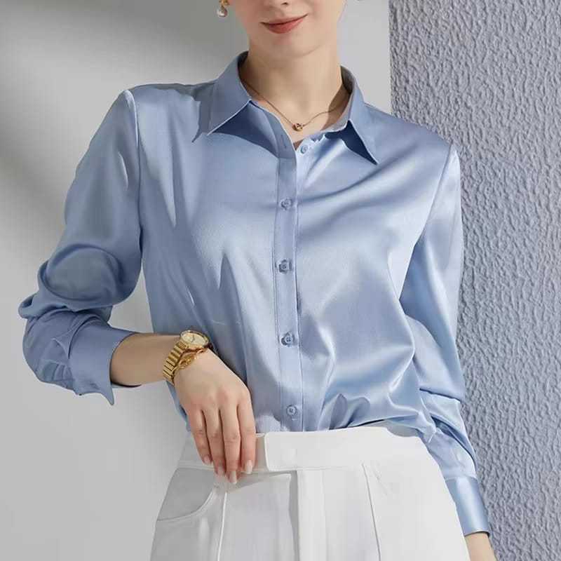 Kemeja Satin Silk Elegant -Kemeja Premium Import Wanita - Baju Atasan Kemeja Wanita - Kemeja Formal