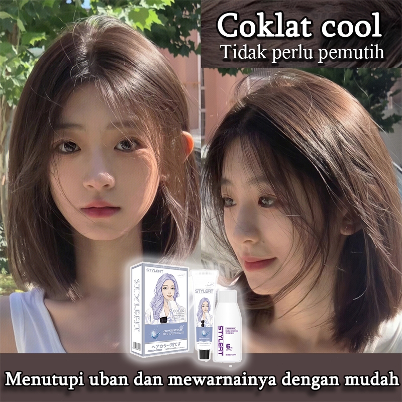 [hit baru 2025]STYLE FIT cat rambut*200ml Tidak perlu pemutih,pewarna nabati murni, mudah mewarnai r