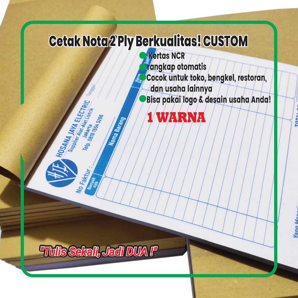 

Cetak Buku Nota 2ply Custom/1 warna