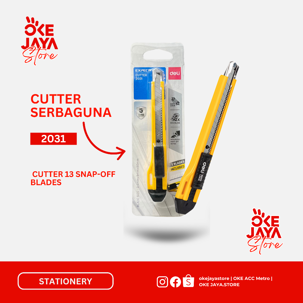 

Deli Cutter dengan pisau baja SK5 sistem kunci manual untuk penggunaan yang aman E2031