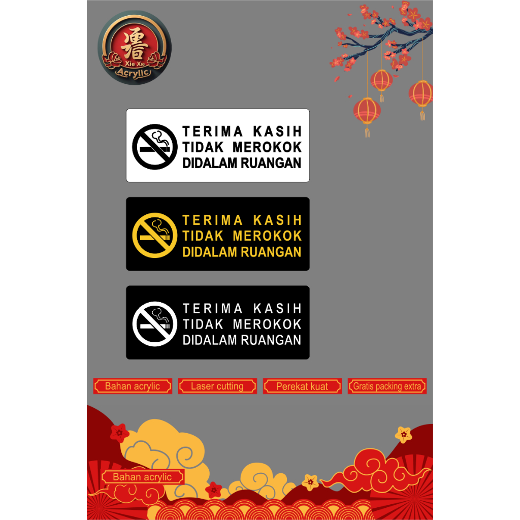 Sign Acrylic dilarang merokok di dalam ruangan | Akrilik dilarang merokok