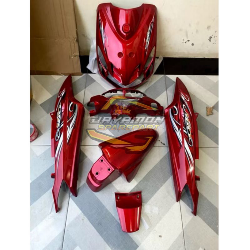 Cover body full halus+striping motor yamaha mio smile 2010 warna merah