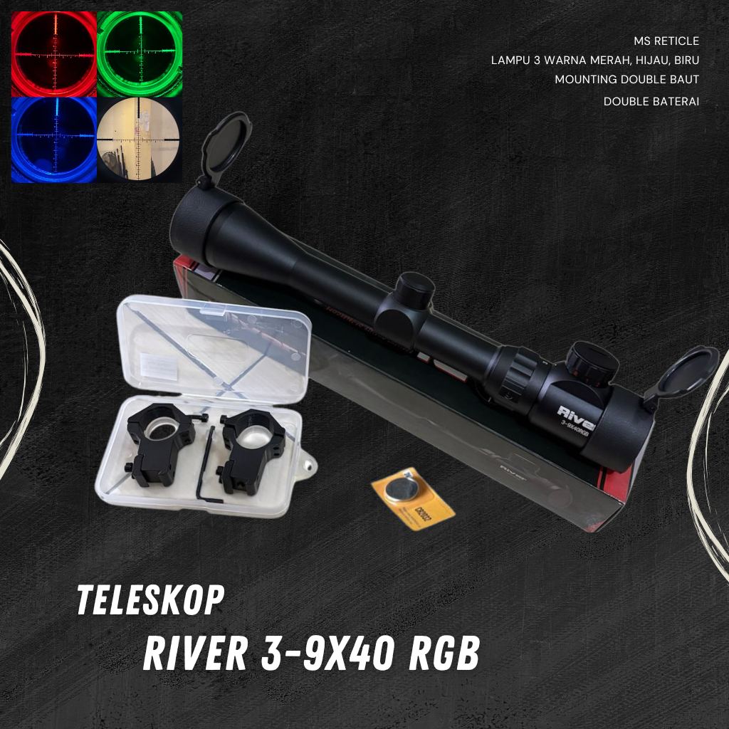 teleskop teropong River 3-9x40 RGB Ms Retikel