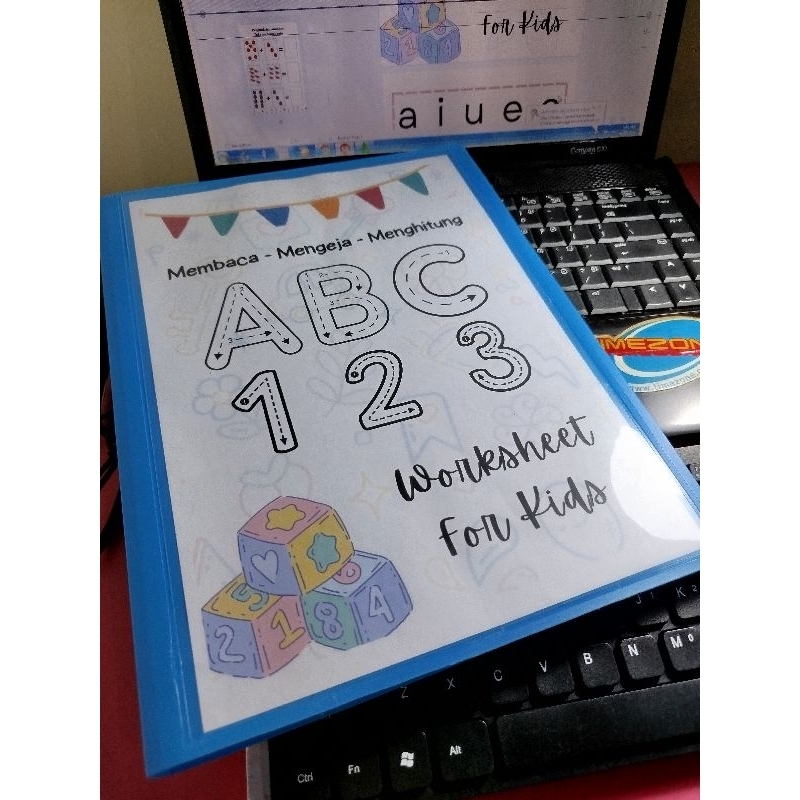 worksheet anak paud TK A membaca mengeja menghitung