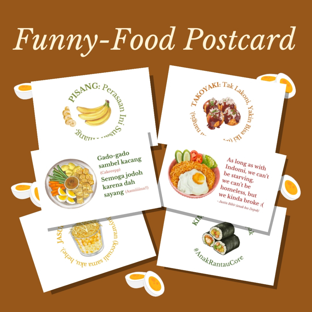 

Funny-Food Postcard | Kartu Pos Makanan Kata-Kata Lucu | Kartu Ucapan Lucu | Verystuatic
