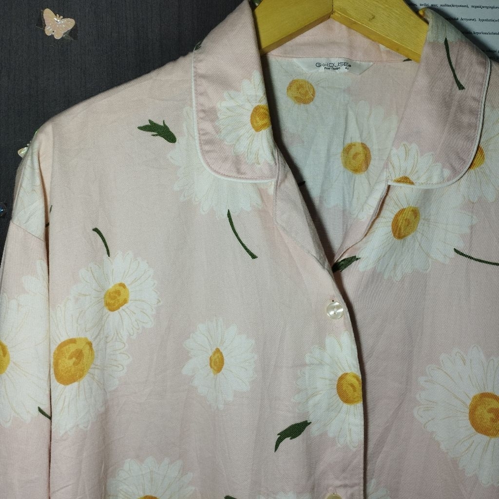 DRESS LONG KATUN JEPANG PREMIUM BUNGA PINK G-HOUSE POUR FEMME