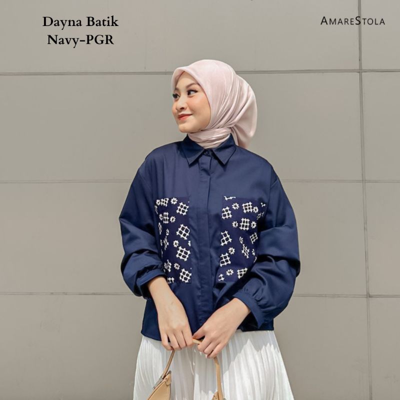 Amarestola - Dayna Batik Crop / Kemeja Batik Wanita / Kemeja Kantor Batik / Batik Wanita Modern