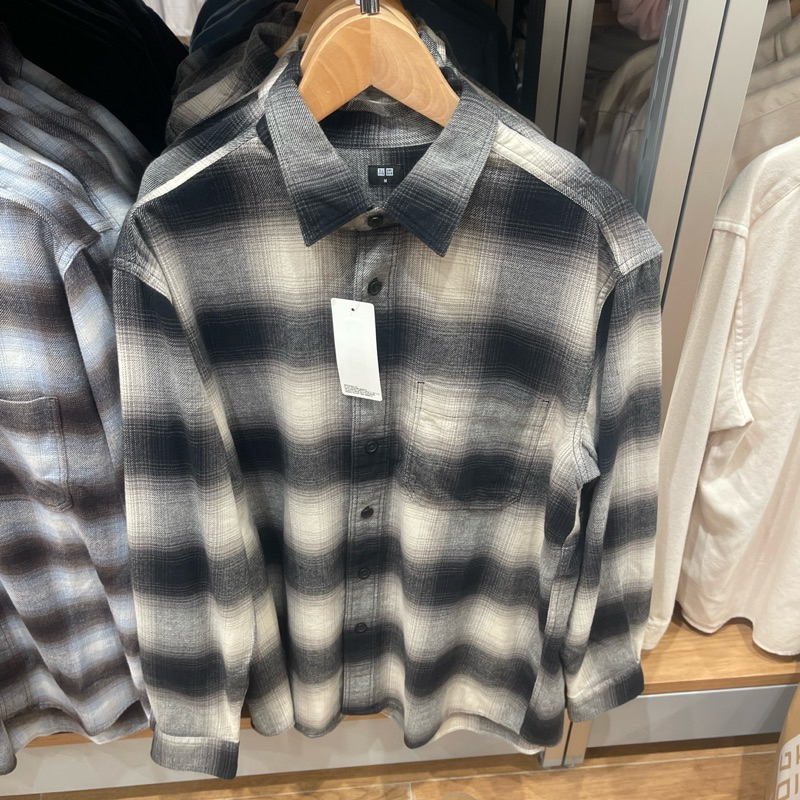 Kemeja Uniqlo Man FLANNEL 01 off white