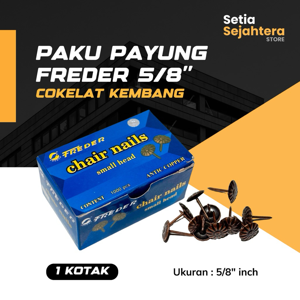 FREDER Paku Payung Kecil Pines Chair Nails 5/8 inch Coklat COKELAT Kembang Bunga - 1 kotak