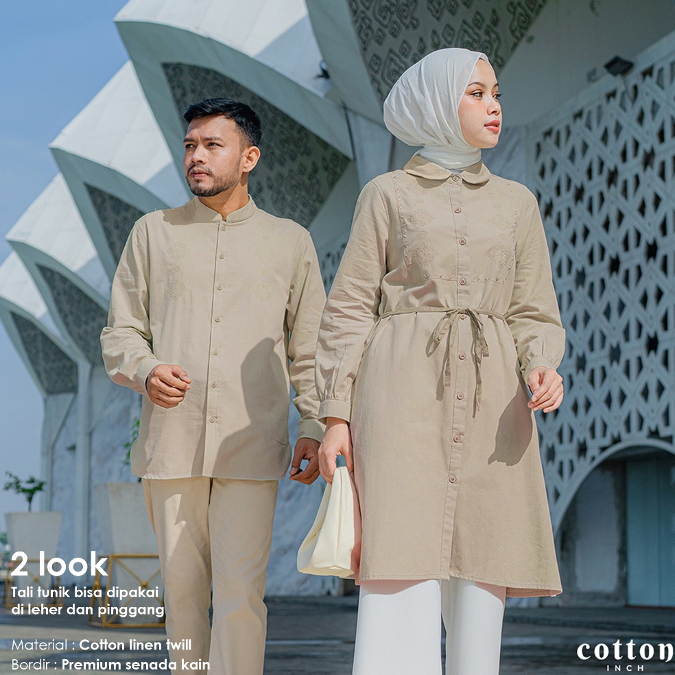 KODE J96Y Cotton Inch  Kamila Sarimbit Kemeja Koko Pria Kemeja Tunik Wanita Family Set