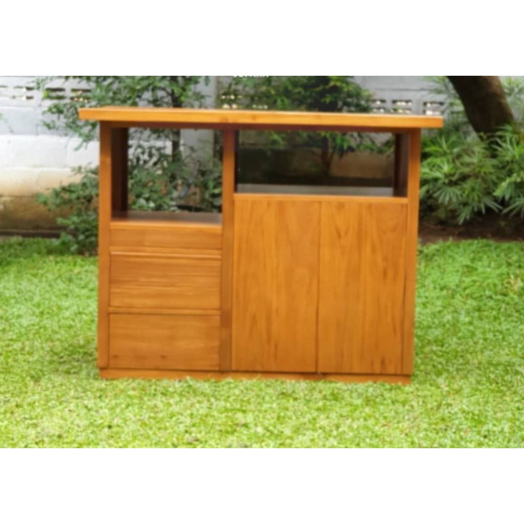 Buffet jati minimalis buffet jati solid perhutani 100x40x120cm