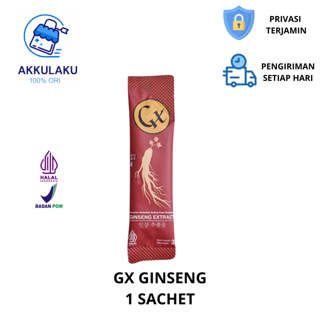 GX Ginseng 1 Sachet Minuman Serbuk Ginseng Rasa Raspberry | Minuman Pria Stamina Herbal