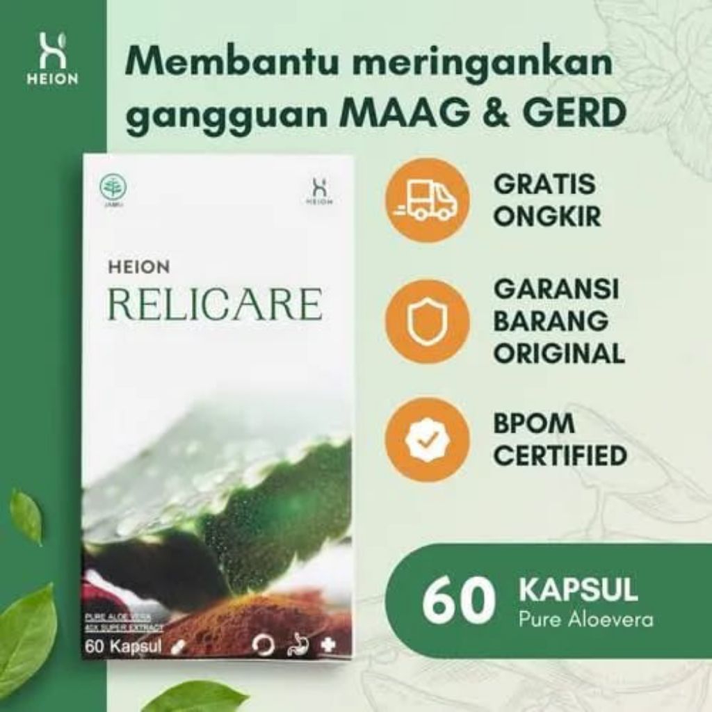 Heion Relicare 60 KAPSUL - Solusi Ampuh Asam Lambung , Maag , dan Gerd BPOM HERBAL ALAMI Penurun Asa