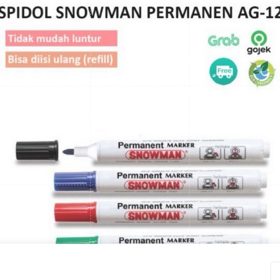 

KODE D6N 1 PACK Spidol Snowman Permanen AG12 permanen 1 PACK ISI 12 BIJI