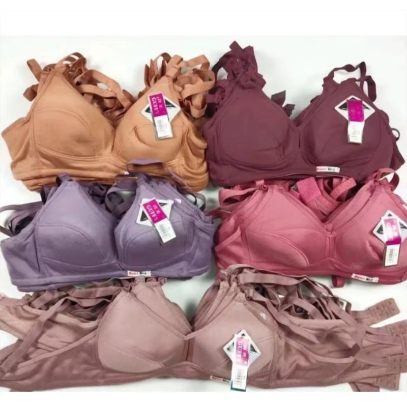 Kutang Lusinan Bra Wanita Sport Paket Isi 6 Pcs Tipis Tanpa Kawat & Busa Ukuran 34-42 Branded BH Wan