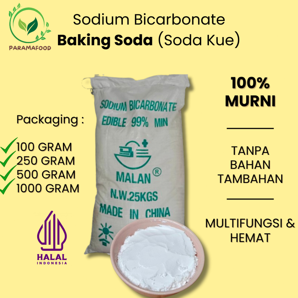 

Sodium Bicarbonate Baking Soda Kue 1 kg 500 gram 250 gram 100 gram Repack