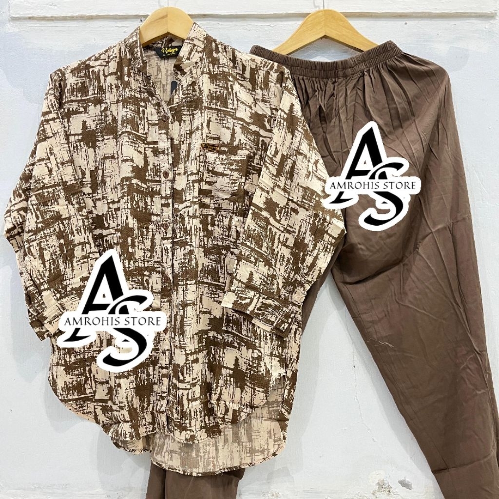 Setelan Rayon Motif Abstrak Santika Bahan Rayon Twill Premium Terbaru