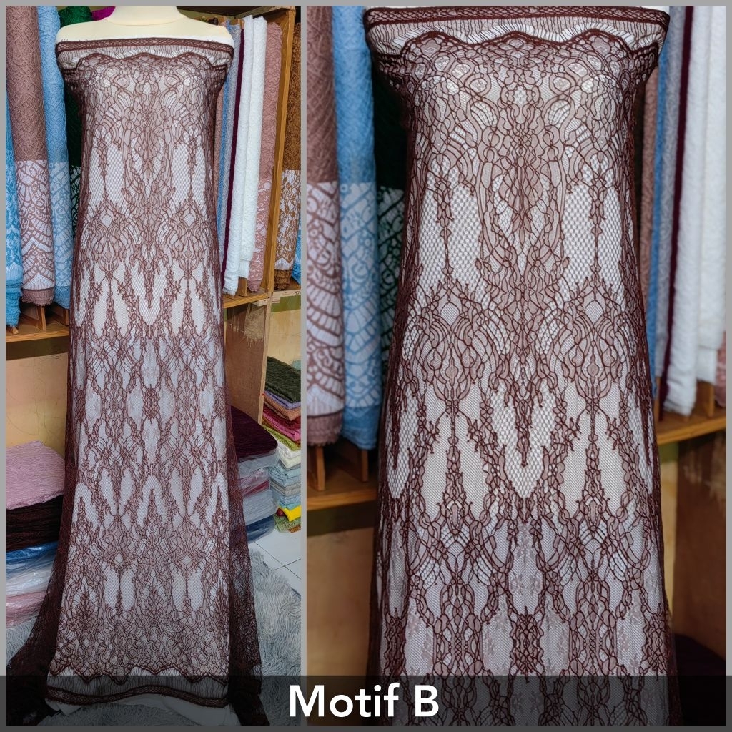 Kain Brokat Chantily Lace Panel Brukat Santili Chantily Bahan Kebaya Pengantin