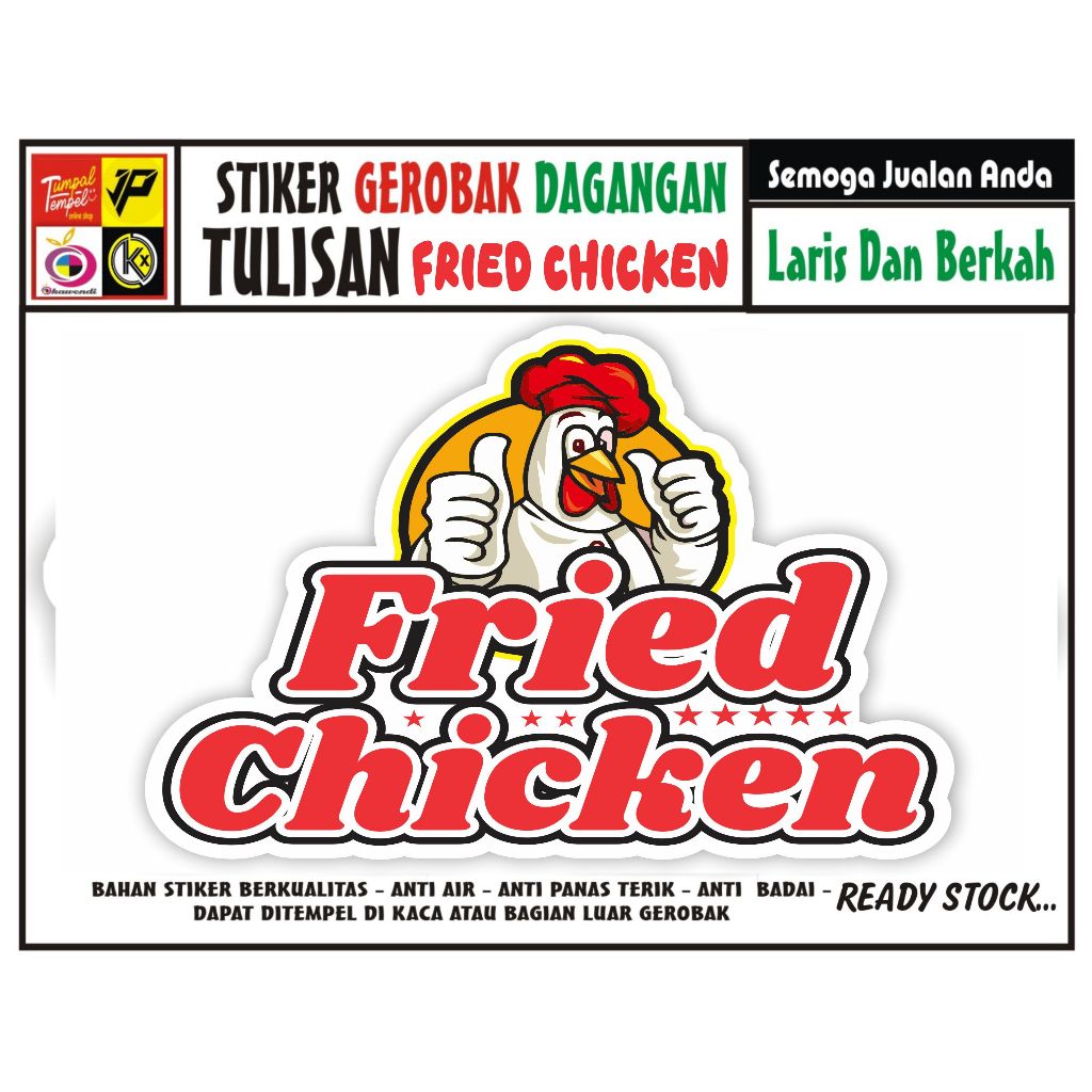 STIKER CUTTING KACA GEROBAK TULISAN FRIED CHIKEN/ NAMA / NAMA USAHA AST