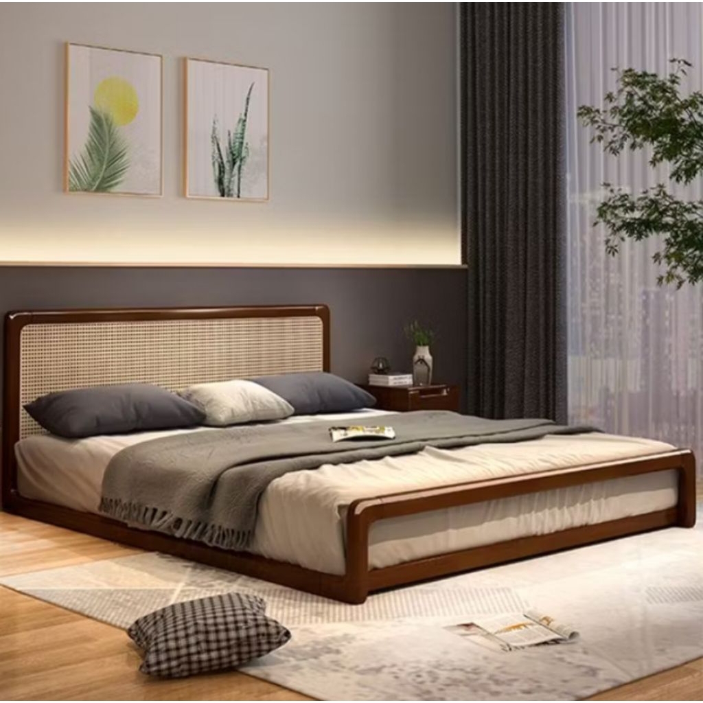 Tempat tidur lesehan sandaran rotan