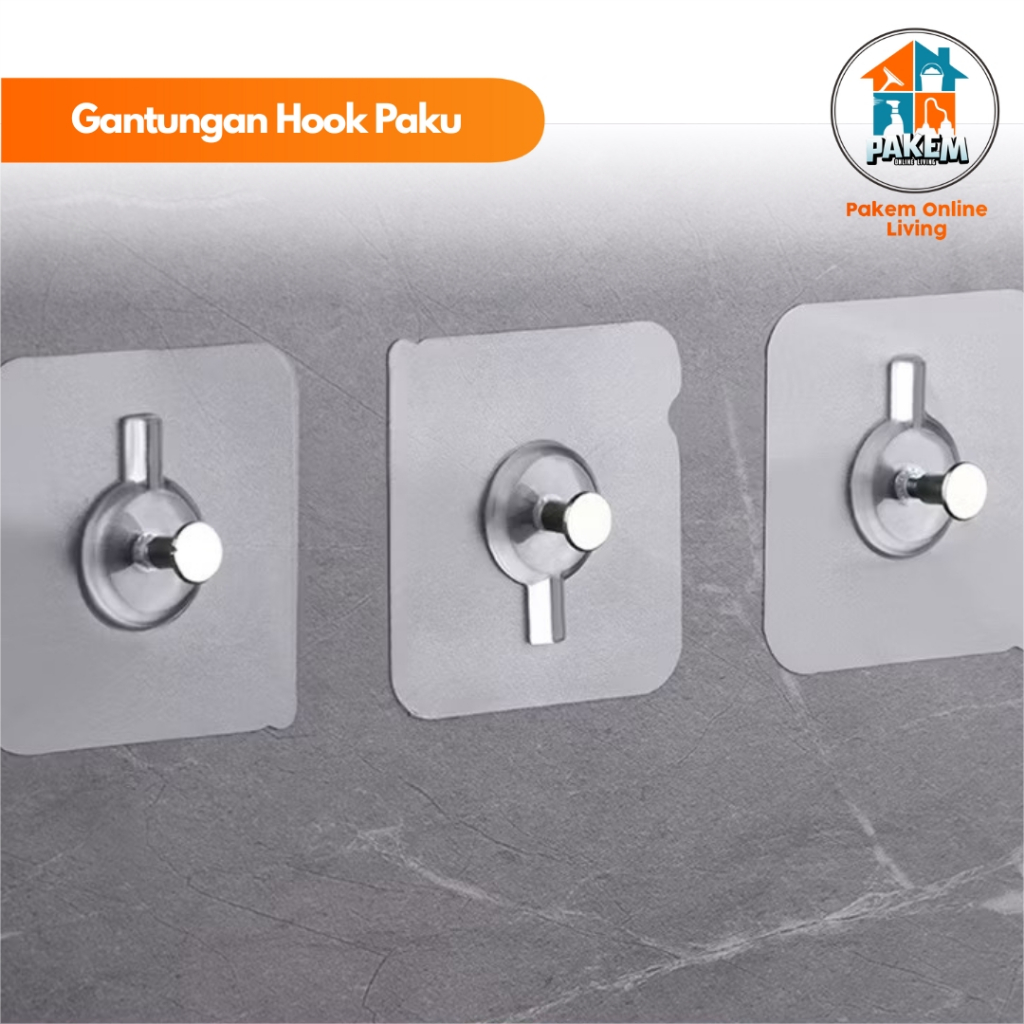 Tempelan Hook Perekat Tempel Dinding Tanpa Bor Paku Magic Hook  Model Paku