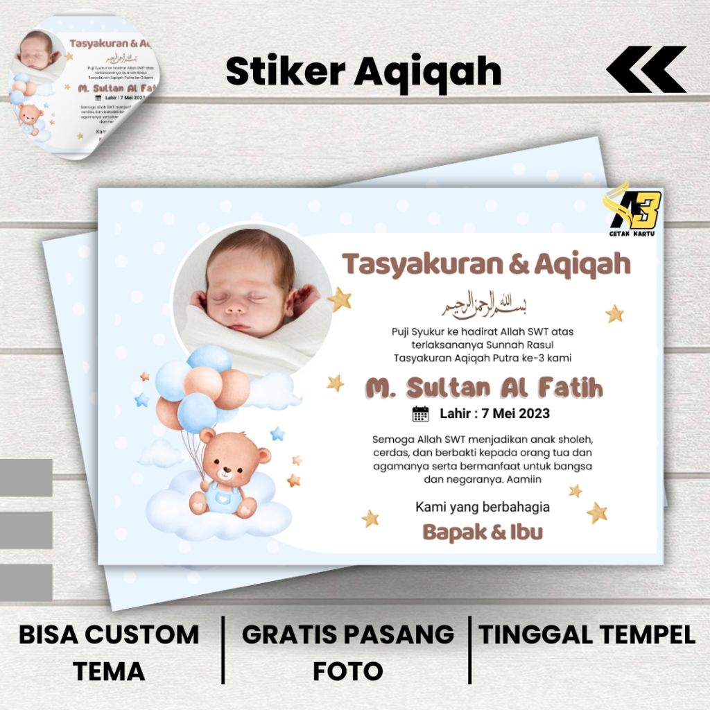

stiker tasyakuran kelahiran anak laki laki / stiker aqiqah / sticker kelahiran anak murah