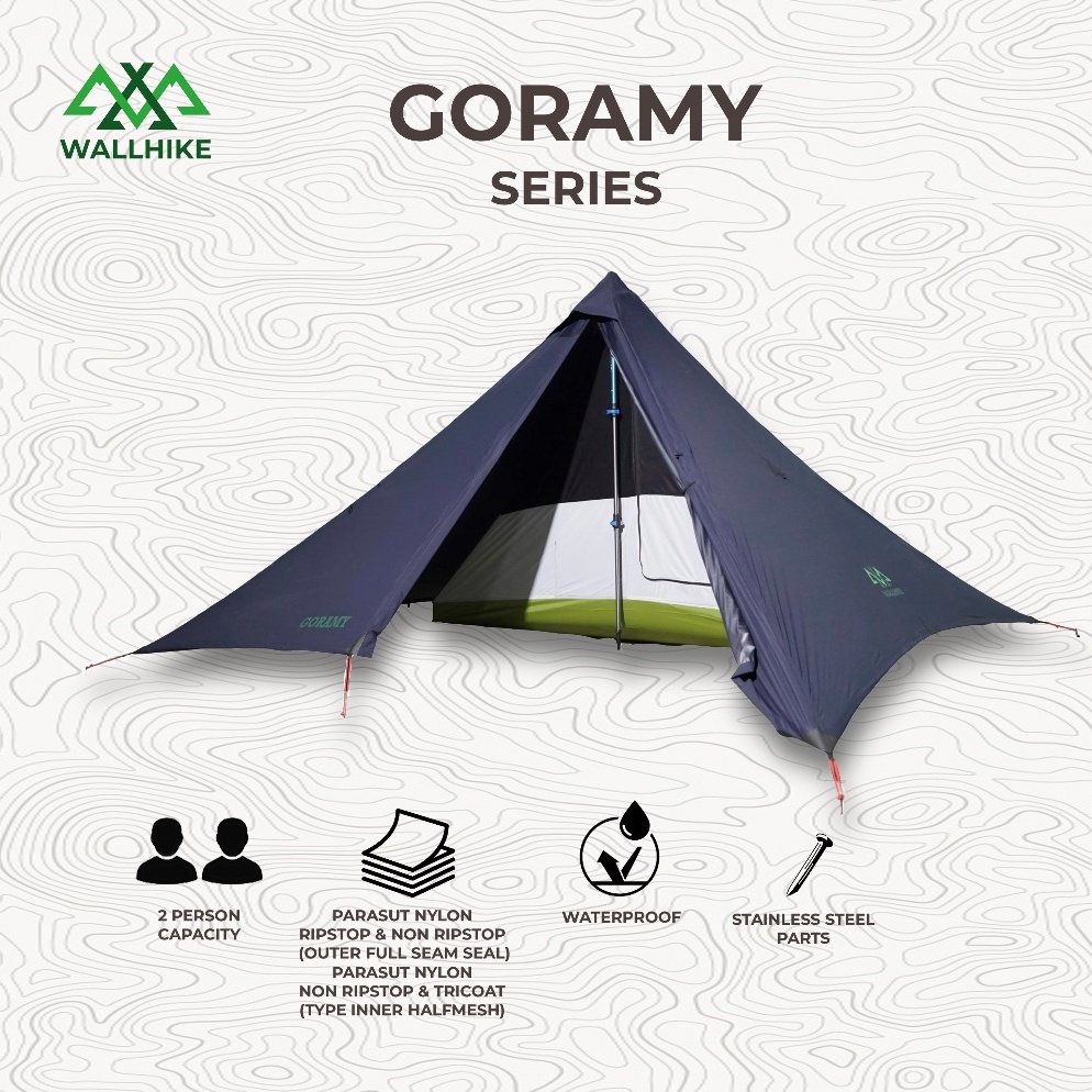 KODE T65K Tarptent Pyramid WALLHIKE GORAMY Series 2 Person  Tenda Ringan Camping Outdoor  Tenda Ultr