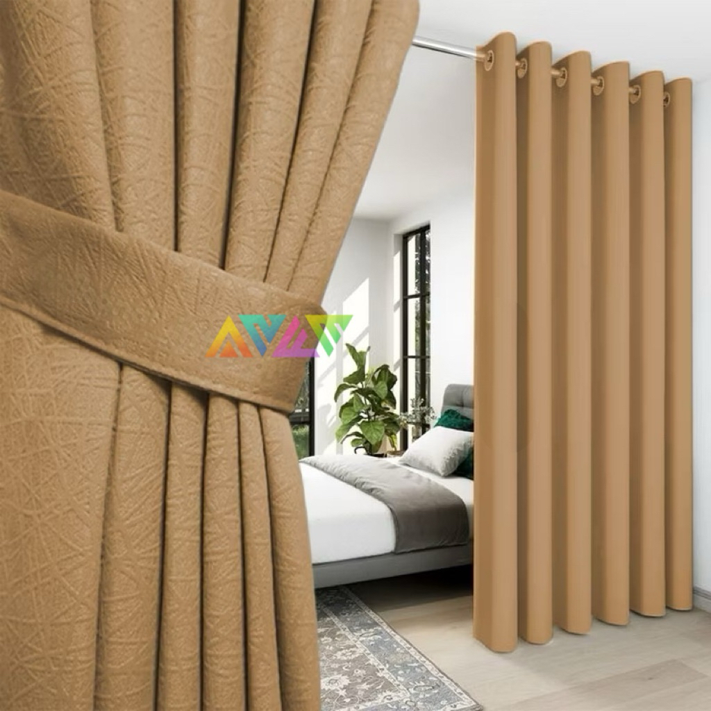 GORDEN JENDELA PINTU BLACKOUT COKLAT MUDA