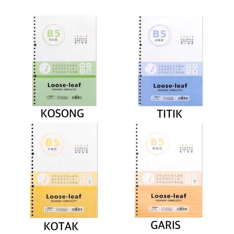 

Refill Kertas Binder 26 Ring B5 A5 Isi Ulang Kertas B5 A5 (1 Bungkus 50 Lembar)