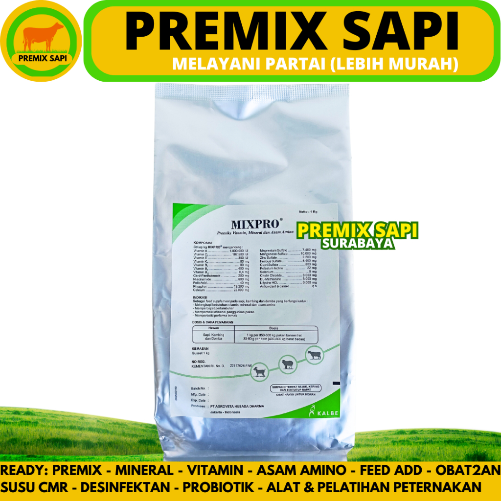 MIXPRO PREMIX SAPI 1 KG - Mix Pro Premix Vitamin Mineral Penggemuk & Pemacu Pertumbuhan Sapi Kambing