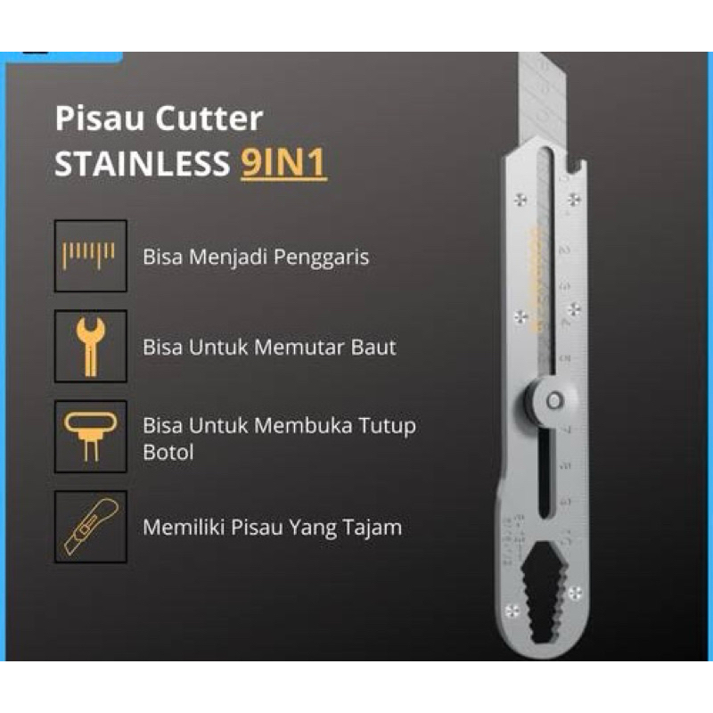 

Pisau Cutter Stainless 9 In 1 Serbaguna