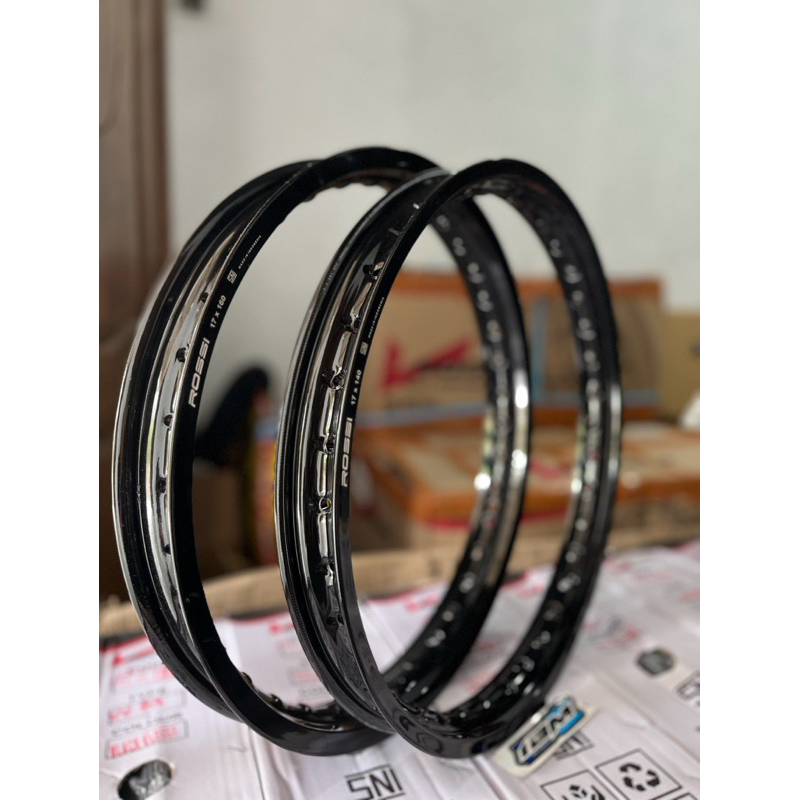 VELEK VELG ROSSI HITAM GLOSSY HITAM GILAP RING 17 140 160 185,VELG ROSSI HITAM GLOSSY RING 17 UKURAN