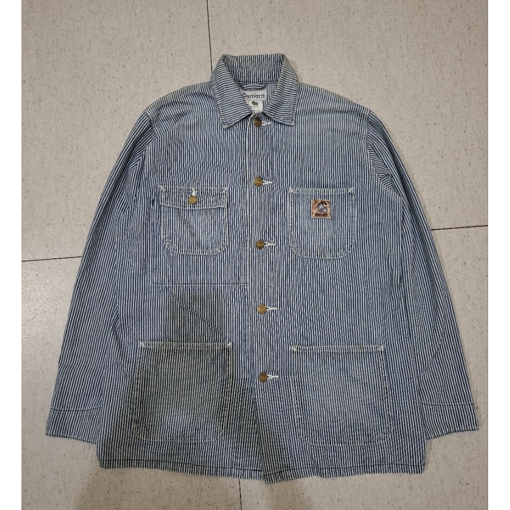 Vintage 80s Carhartt Hickory Stripes Workers Jacket Medium 90's Carhartt Four Pocket Coat Carhartt B
