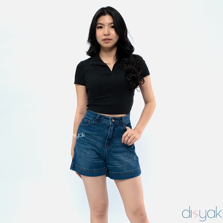 KODE Y86C DISYAK  Hotpants Jeans Celana Pendek Wanita Non Stretch Vintage Blue 164264