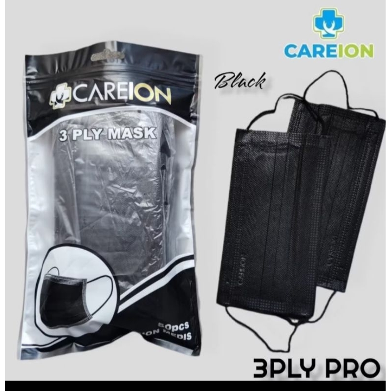 CAREION 3PLY HITAM PRO MASKER EARLOOP KEMENKES MEDICAL