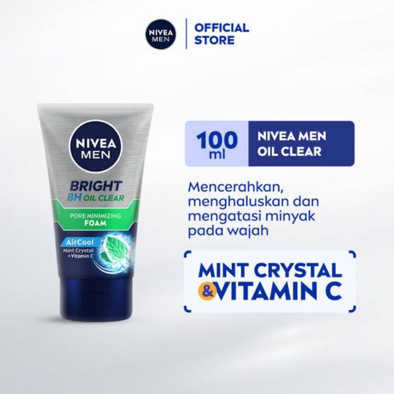 NIVEA MEN White Oil Clear Anti-Shine Foam - Non Drying Formula Recharge hari & wajahmu dengan Whiten