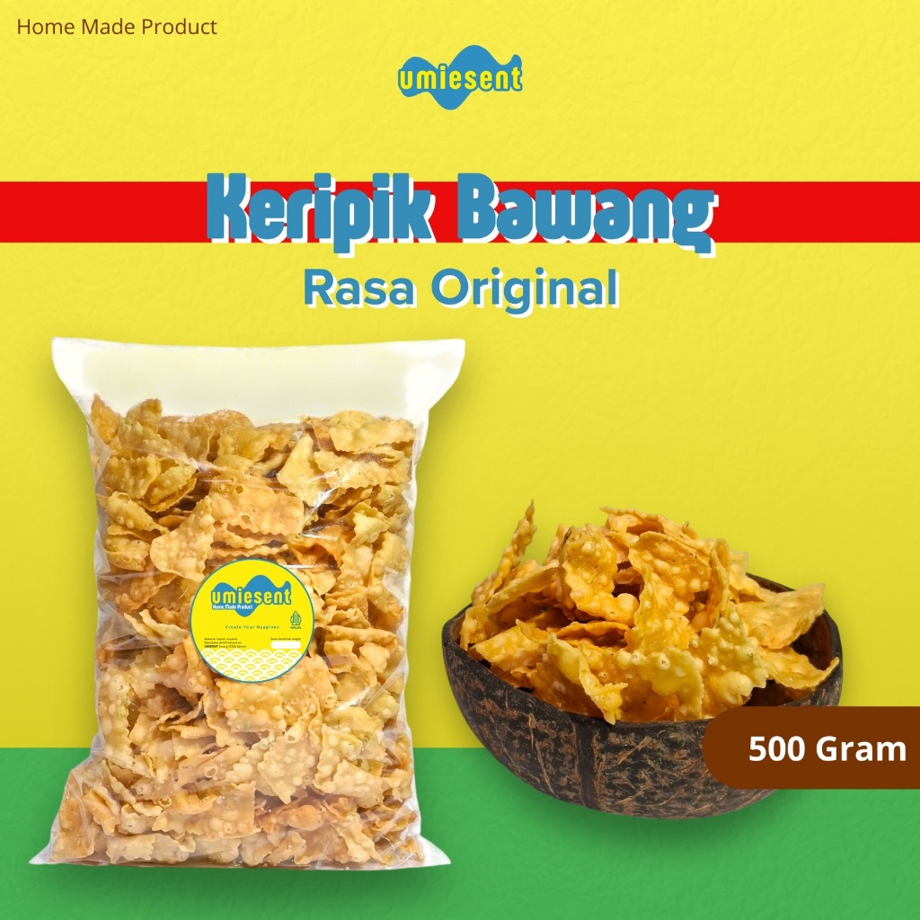 

Keripik Bawang Umiesent Gurih Krispi Rasa Original 500 Gram Home Made
