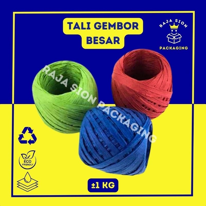 

Tali Rafia Gembor Besar 1 KG± / Tali Plastik Warna