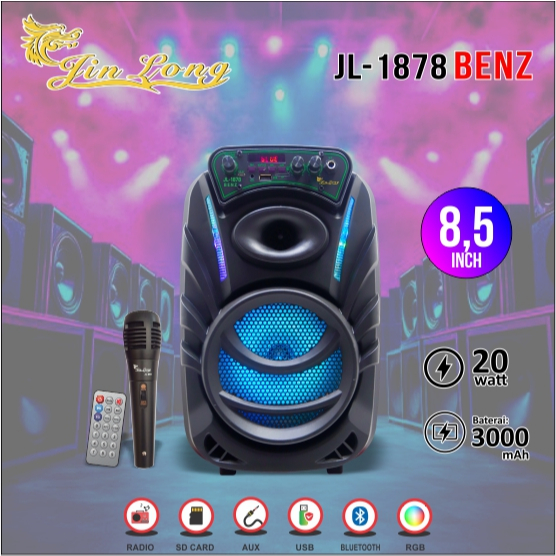 SPEAKER SUPER BASS WIRELESS JINLONG JL 1878 BENZ