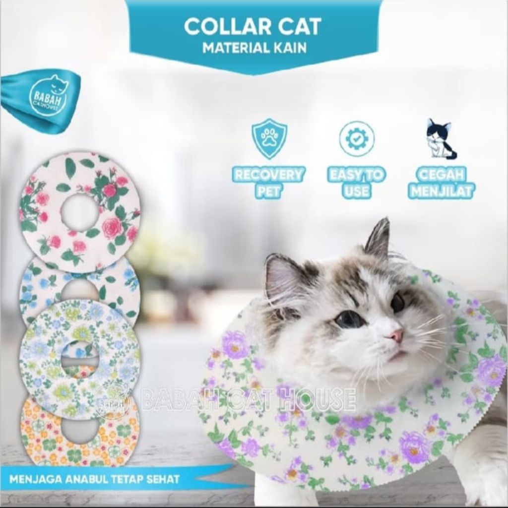 COLAR KAIN dapat 3 biji Untuk Kucing Cat Collar Corong Leher Sakit Jamur Gatal