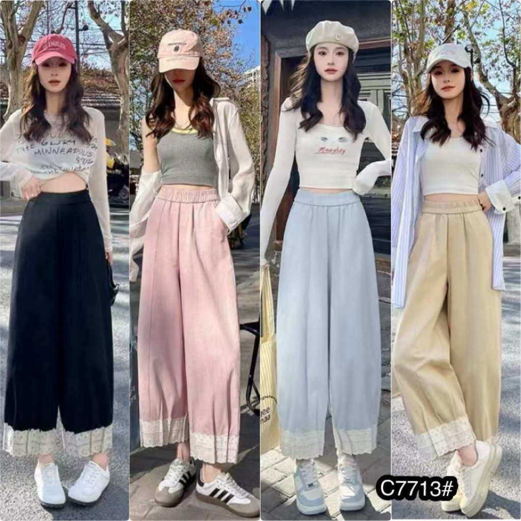 celana kulot katun renda import