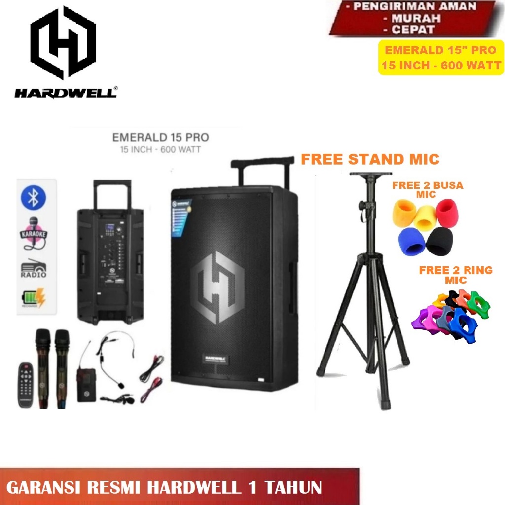 Paket Speaker Aktif Hardwell Emerald 15 Pro Live Musik Karaoke New