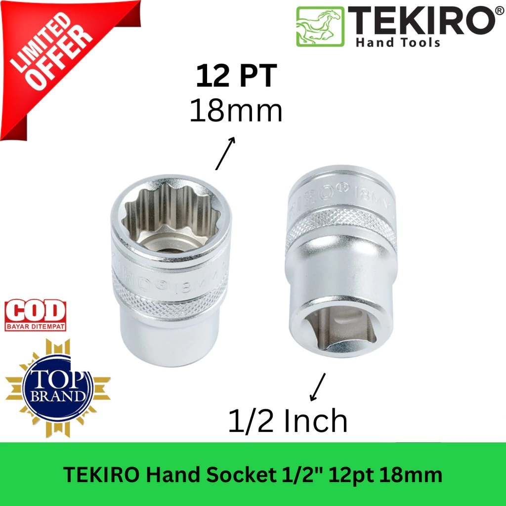 TEKIRO mata kunci shock 18mm sq 1/2" inch Dr 12pt