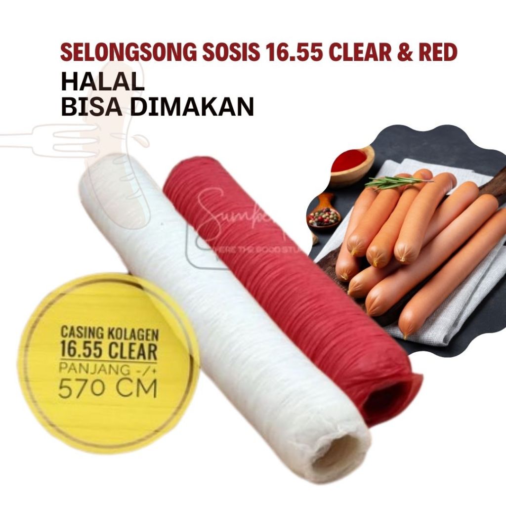 

ECO PACK - Casing Kulit Selongsong Sosis Kolagen Collagen Edible Halal Food Grade Ukuran 16.55 & 18.45
