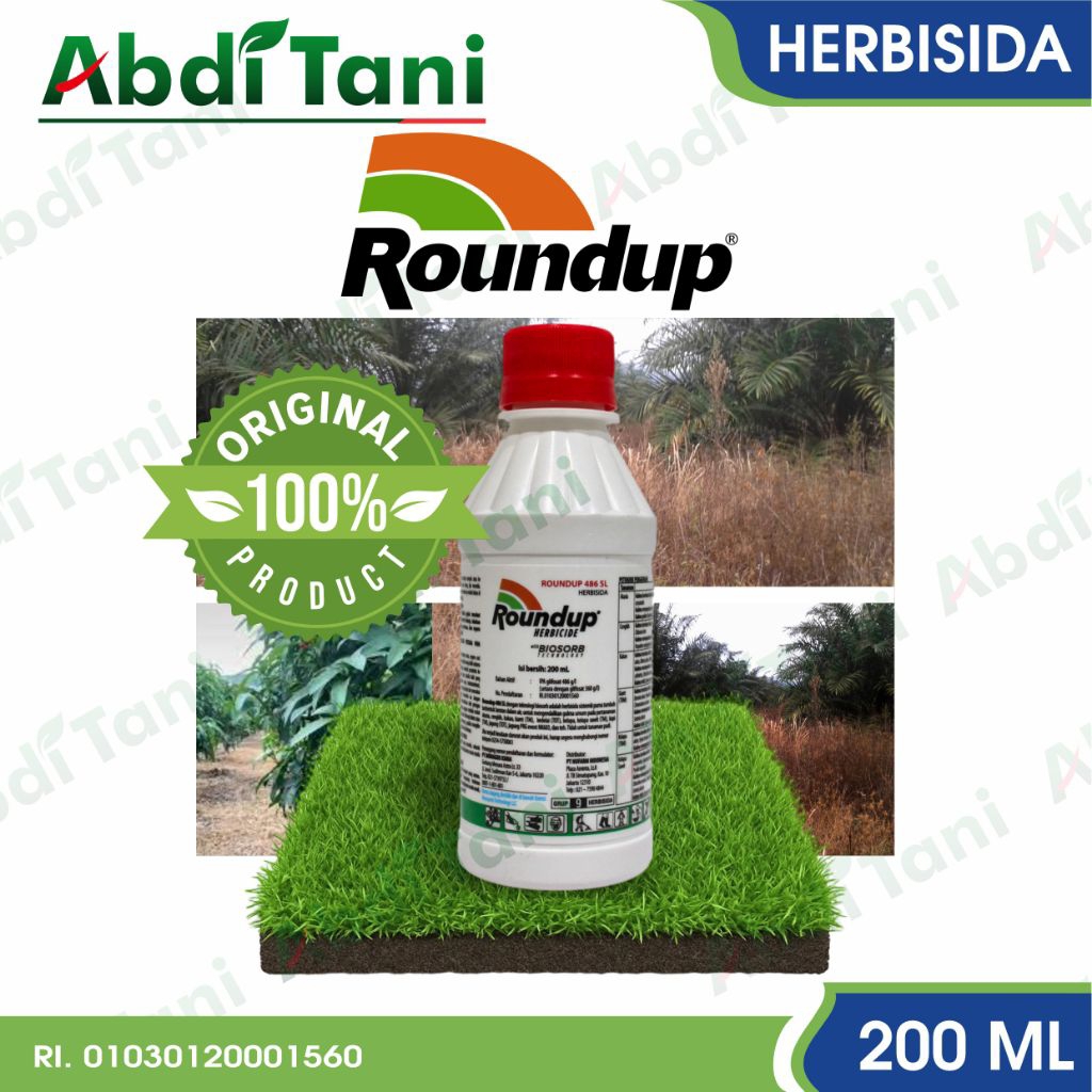 Obat Rumput Roundup 200 ml Nufarm Untuk Rumput Liar Sistemik Original Asli murah