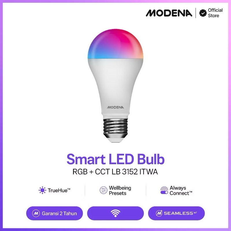 NEW MODENA Smart LED Bulb RGB + CCT 15W | LB 3152 ITWA Lampu WiFi 15 Watt