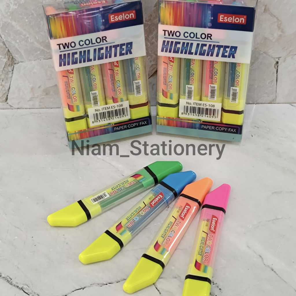 

Niam SELUSIN ( 12 PCS ) Highlighter Eselon Stabilo Eselon Dua Warna ES-108