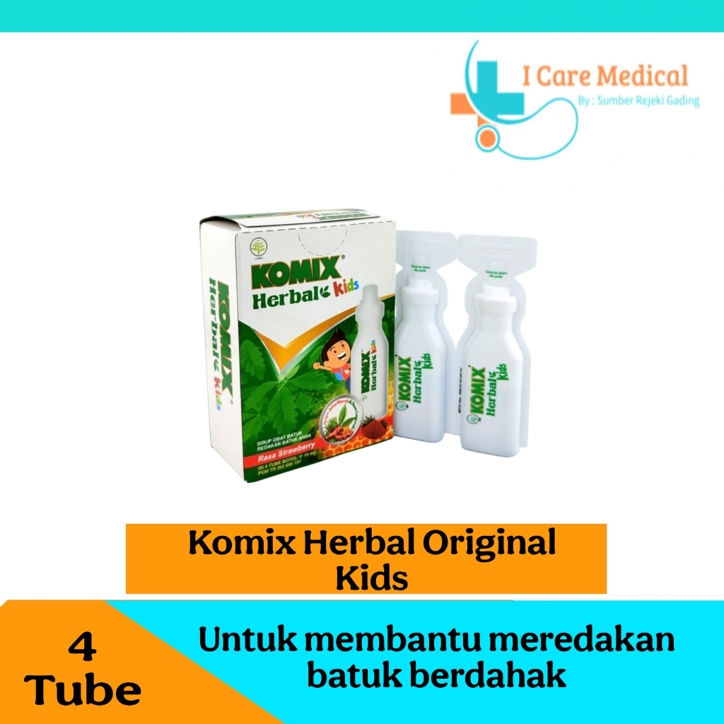 Komix Herbal Kids Tube 10 ML / Box 4 Tube - Untuk Meredakan Batuk Anak