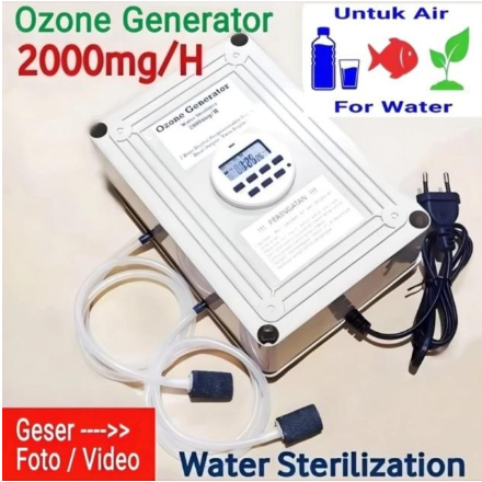Ozon Generator 2000mg Digital Timer, Alat Steril Air Minum Ozonizer Rumah, Akuarium, TanamanIndustri
